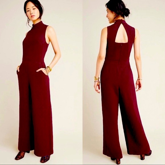 Eva Franco Burgundy Jumpsuit w/ semi-open back - Picture 1 of 3